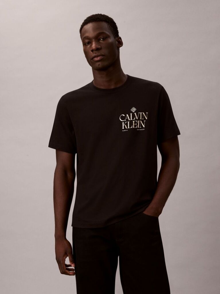 Black Logo Roses Graphic Classic T-Shirt  Men