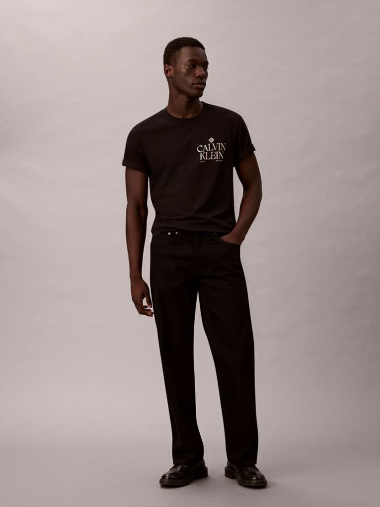 Black Logo Roses Graphic Classic T-Shirt  Men