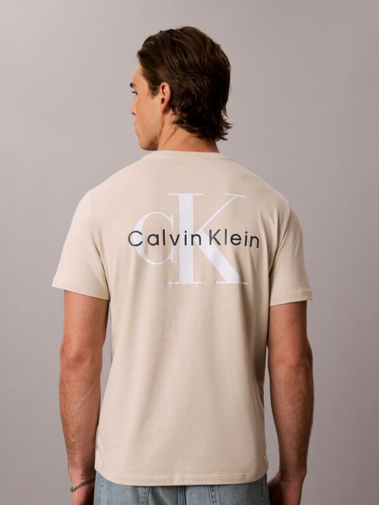 Beige Back Graphic T-Shirt  Men