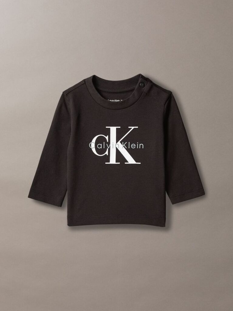 Μαύρο Βρεφικό Μακρυμάνικο T-shirt Με Λογότυπο  Βρεφικά