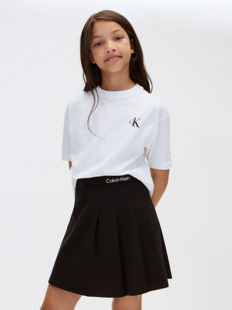 Black Kids' Punto Milano Pleated Skirt  Girls