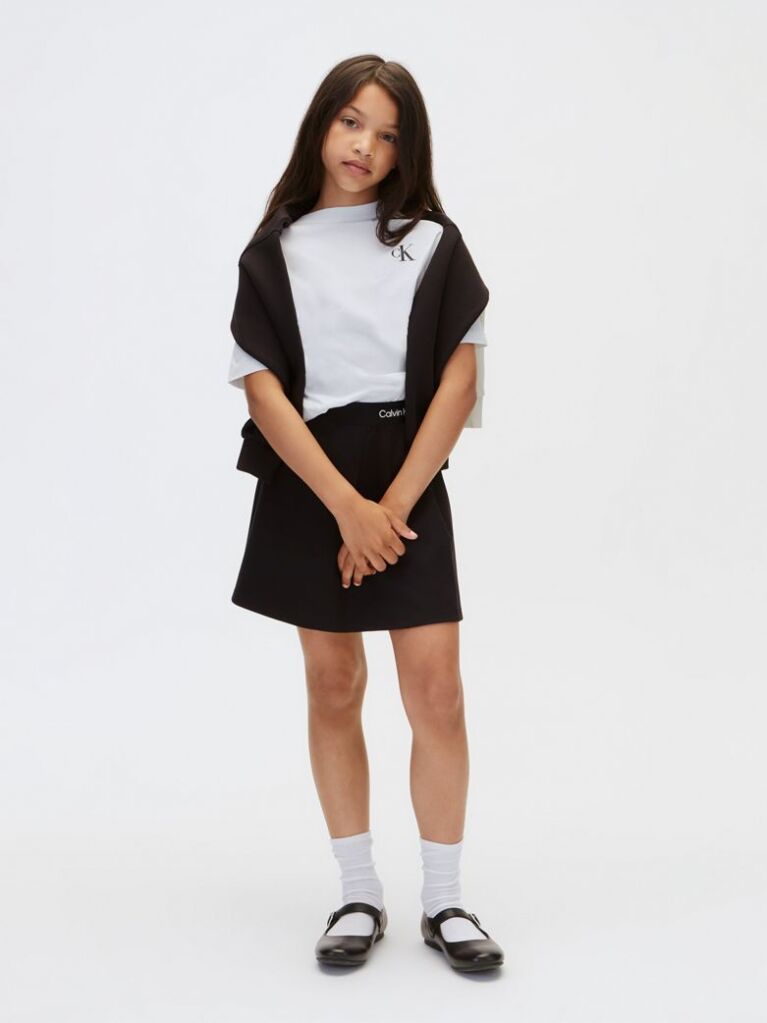Black Kids' Punto Milano Pleated Skirt  Girls