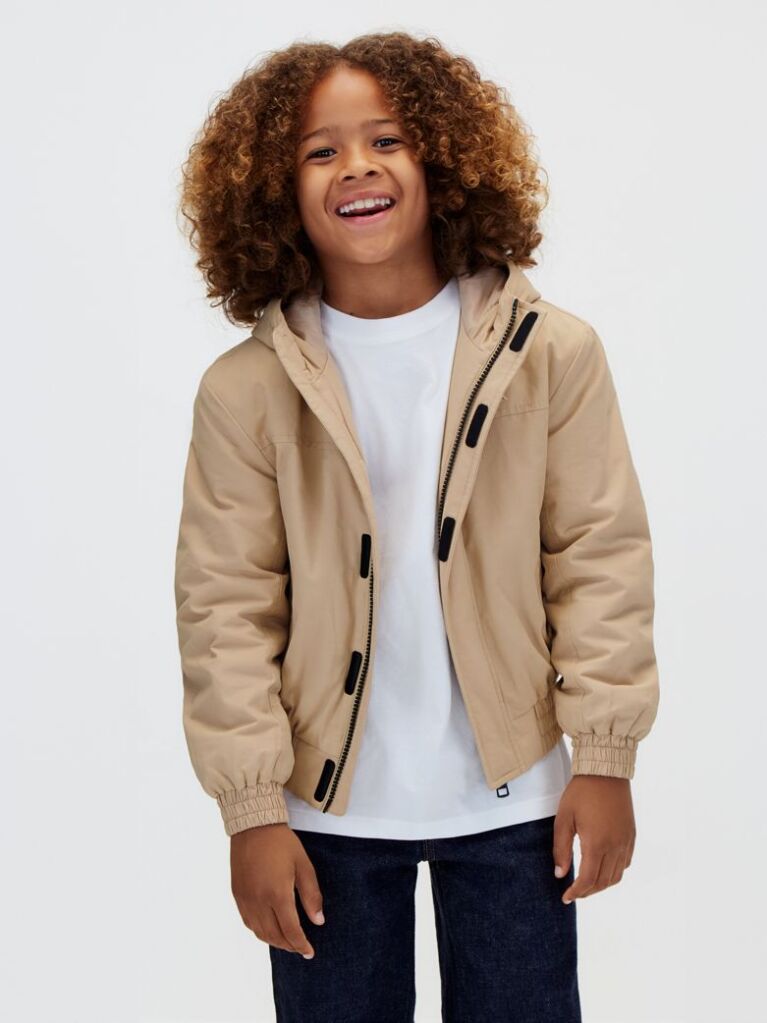 Beige Kids' Hooded Harrington Jacket  Boys