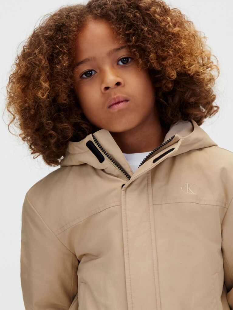 Beige Kids' Hooded Harrington Jacket  Boys