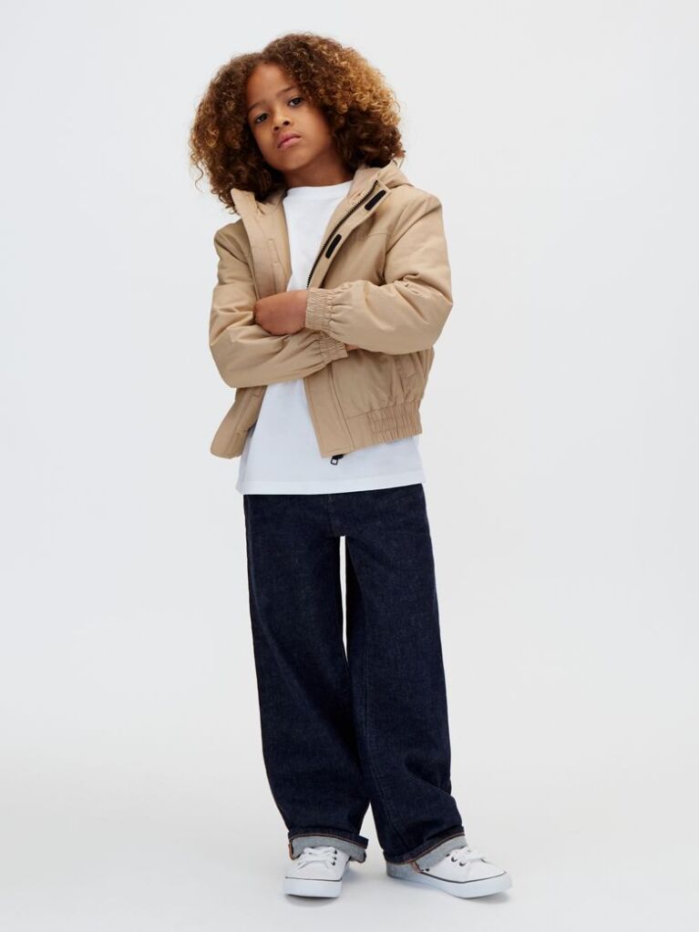 Beige Kids' Hooded Harrington Jacket  Boys