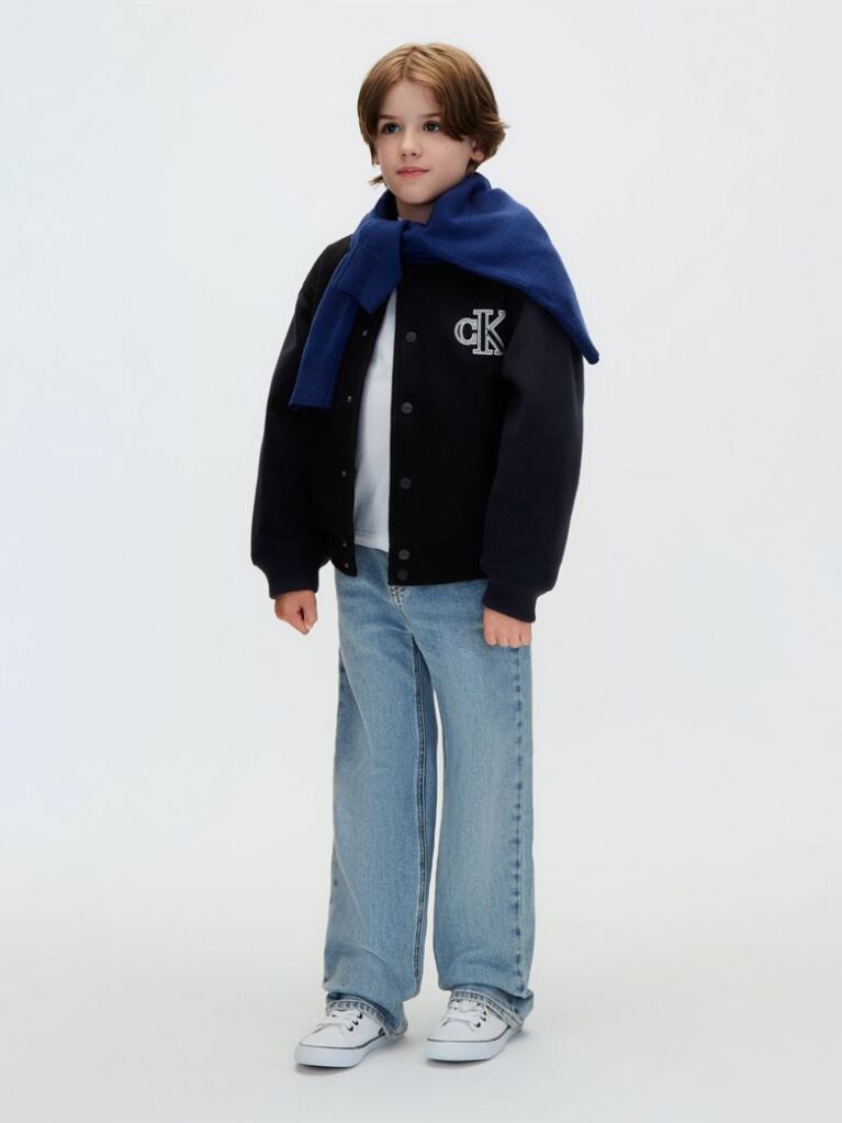 Black Kids' Felt Varsity Bomber Jacket  Boys