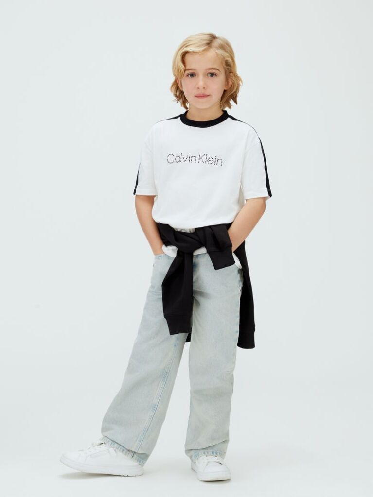 Λευκό T-shirt Με Colour Block Ρίγα  Αγόρι