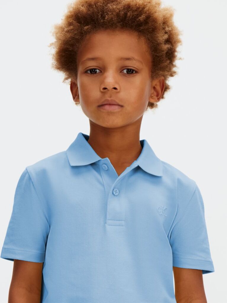 Blue Cotton Stretch Polo Shirt  Boys