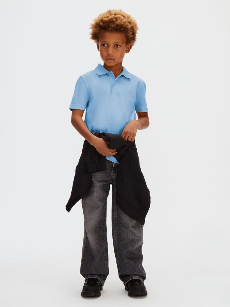 Blue Cotton Stretch Polo Shirt  Boys