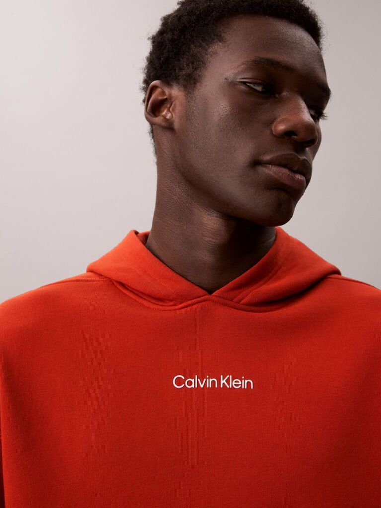 Orange Soft Cotton French Terry Hoodie  Men