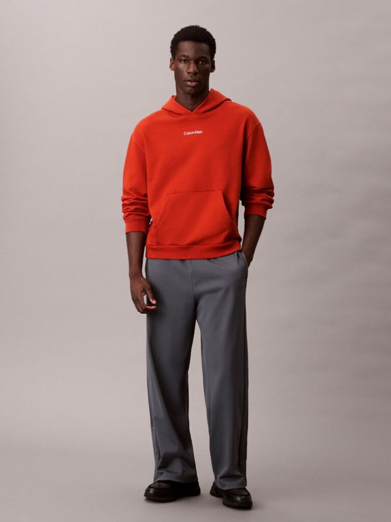 Orange Soft Cotton French Terry Hoodie  Men
