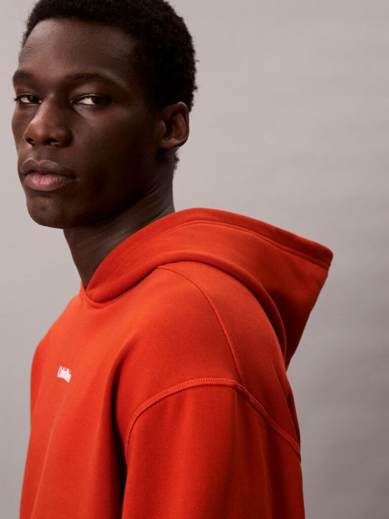 Orange Soft Cotton French Terry Hoodie  Men