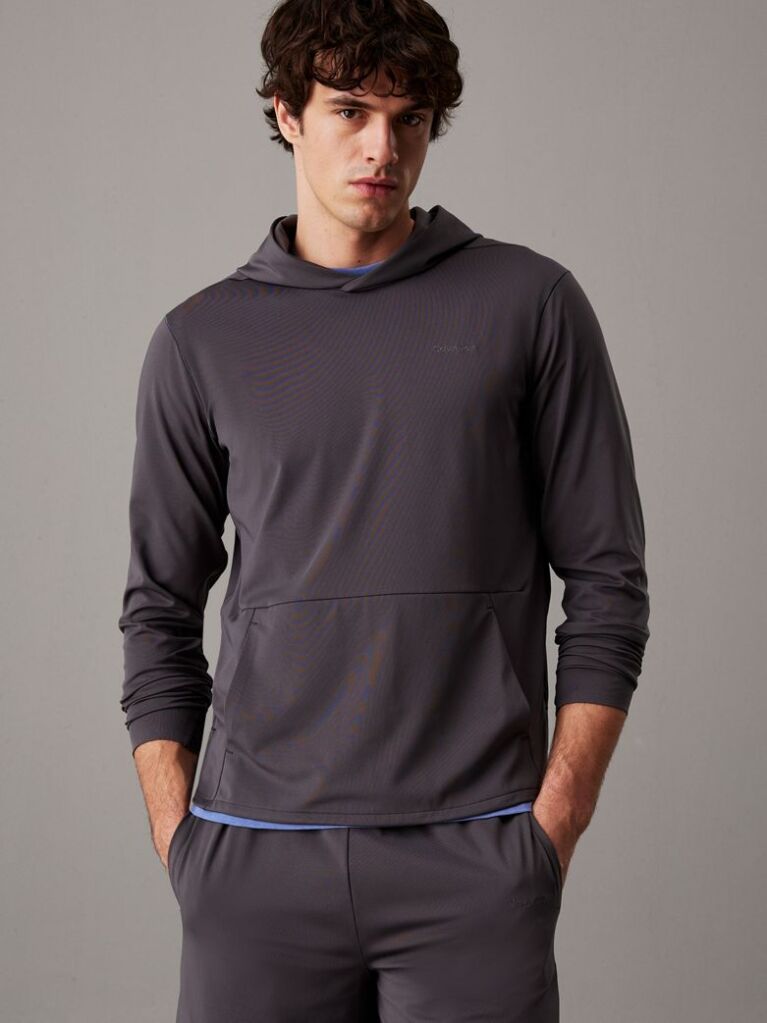 Grey Thumb Hole Hoodie  Men