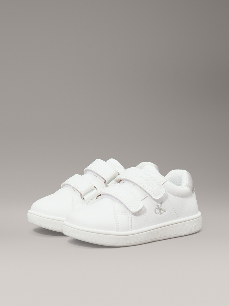 White Low Cut Velcro Sneaker  Girls