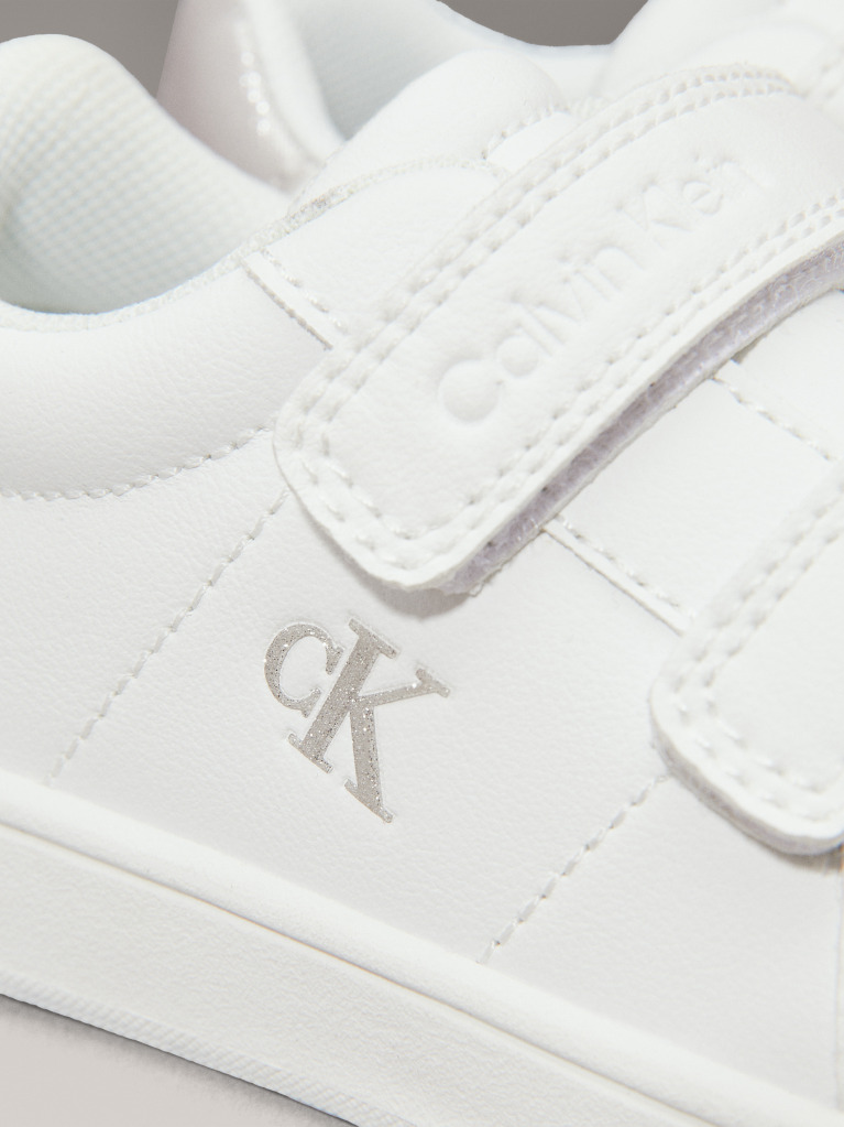 White Low Cut Velcro Sneaker  Girls