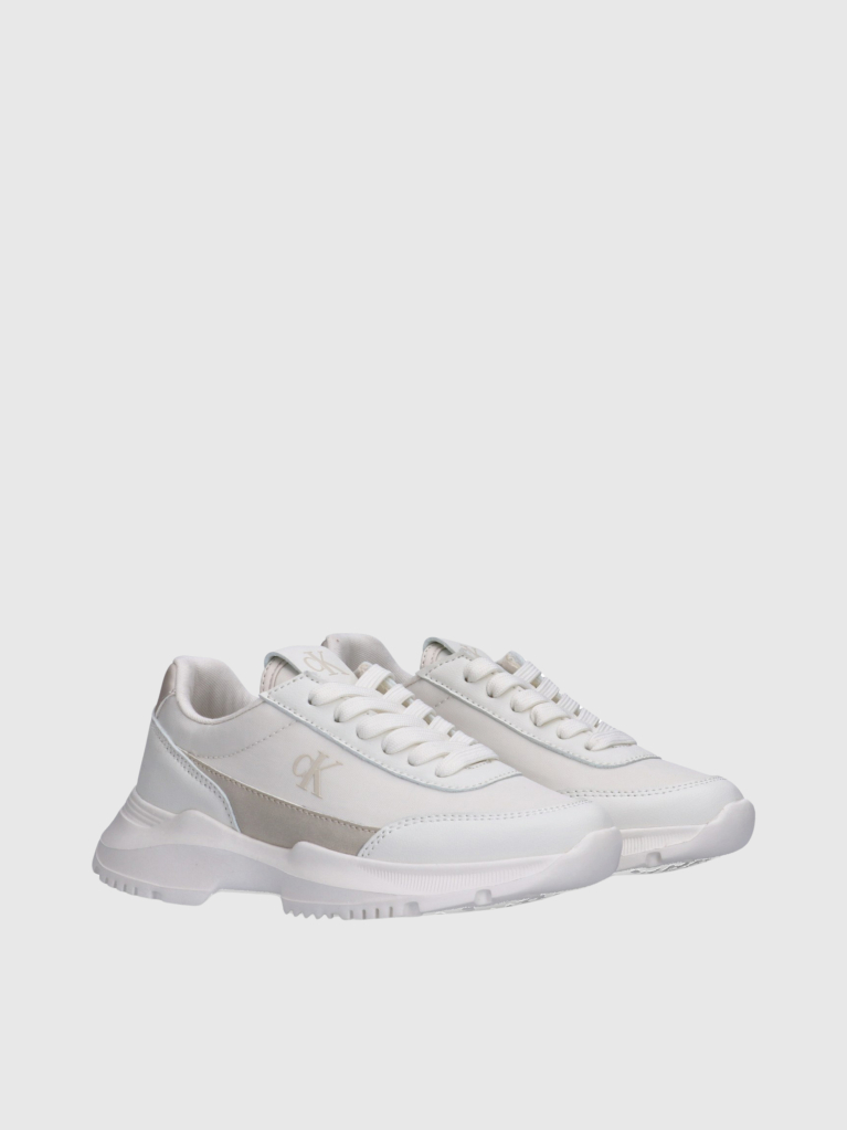 White Low Cut Lace-Up Sneaker  Girls