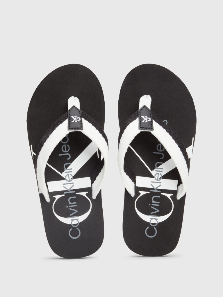Black Kids Logo Print Flip Flop  Kids Unisex