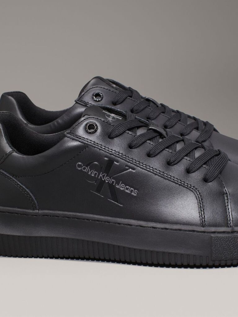Μαύρο Δερμάτινα Chunky Sneakers  Άνδρας