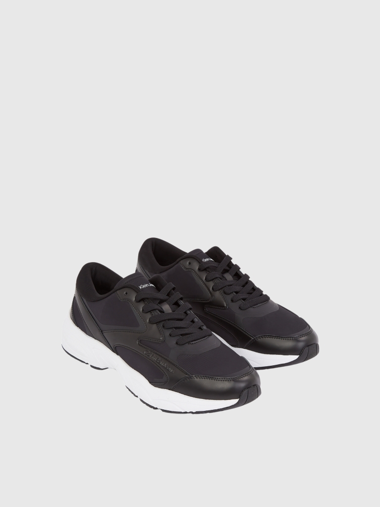 Black Retro Tennis Low Multilayer Trainers  Men