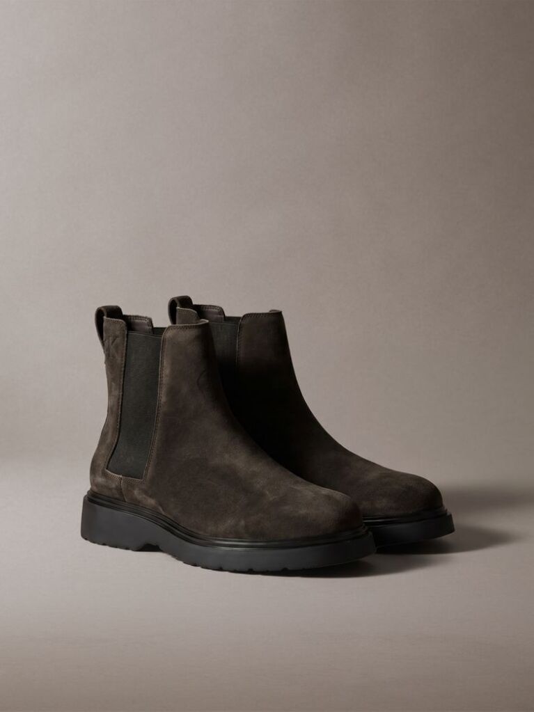 Grey Suede Lug Chelsea Boots  Men