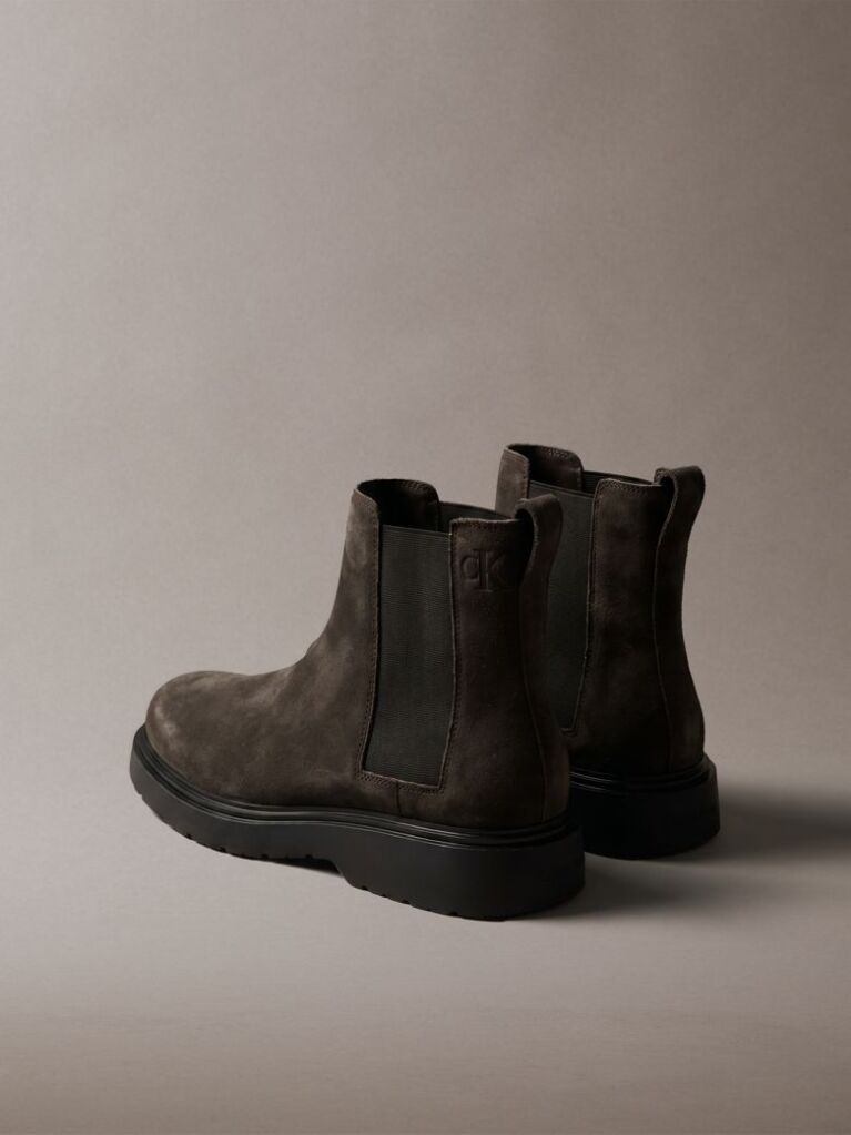 Grey Suede Lug Chelsea Boots  Men