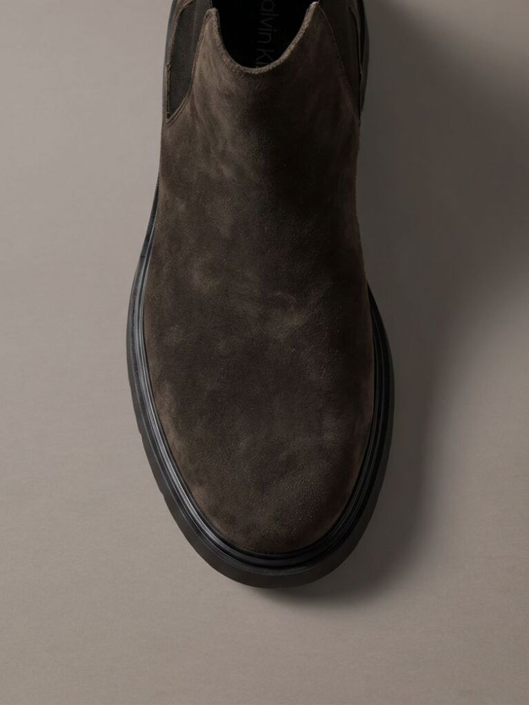 Grey Suede Lug Chelsea Boots  Men