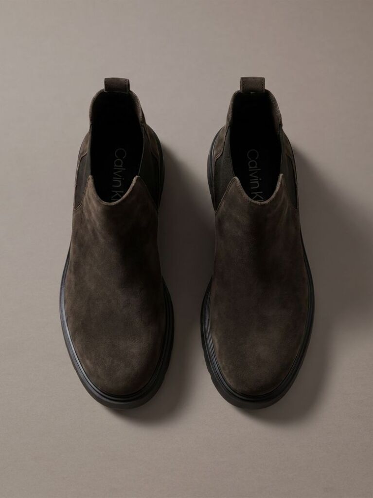 Grey Suede Lug Chelsea Boots  Men