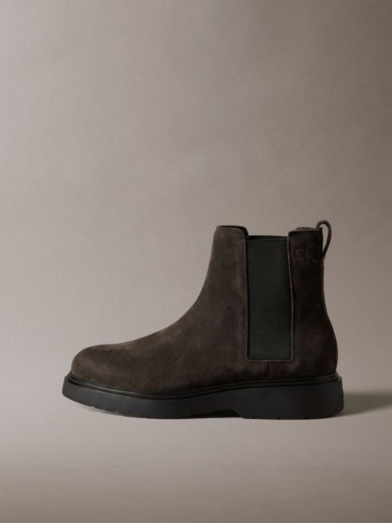 Grey Suede Lug Chelsea Boots  Men