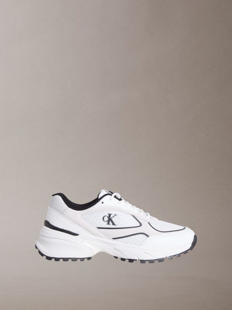 Λευκό Sneakers Από Δέρμα Και Αναπνεύσιμο Δίχτυ  Άνδρας