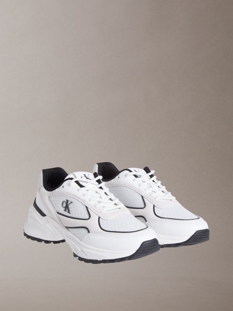 Λευκό Sneakers Από Δέρμα Και Αναπνεύσιμο Δίχτυ  Άνδρας
