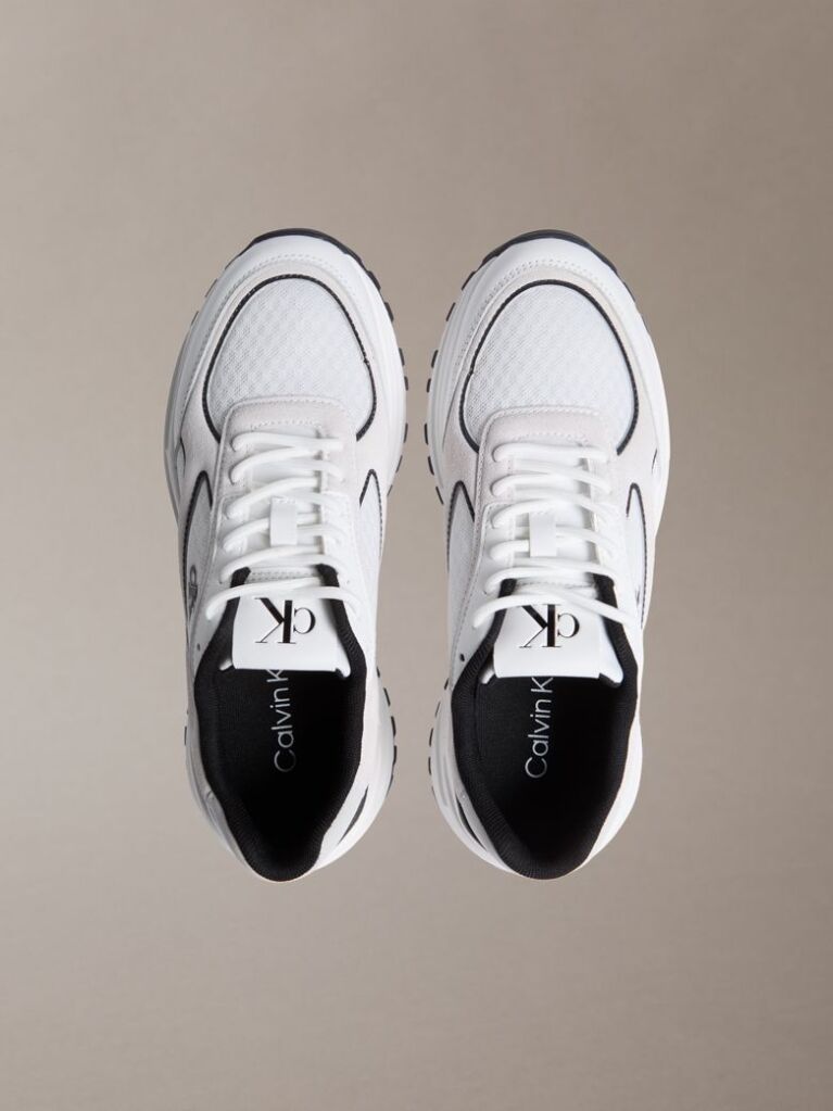 Λευκό Sneakers Από Δέρμα Και Αναπνεύσιμο Δίχτυ  Άνδρας