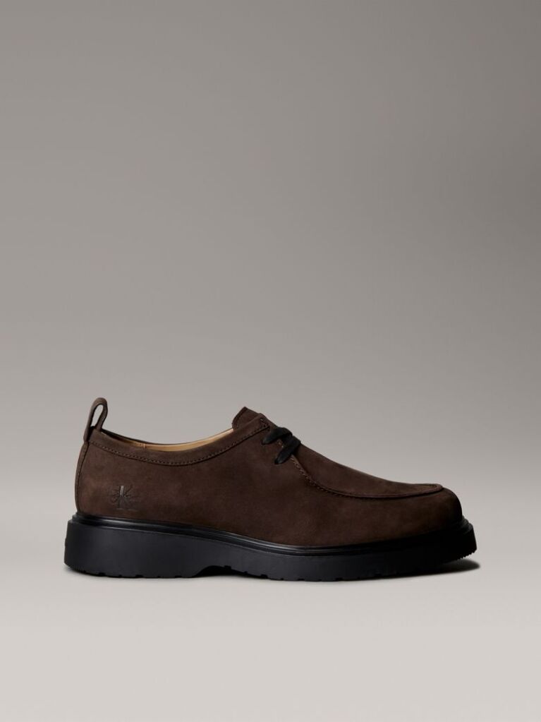 Brown Nubuck Leather Lug Sole Derby Shoes  Men