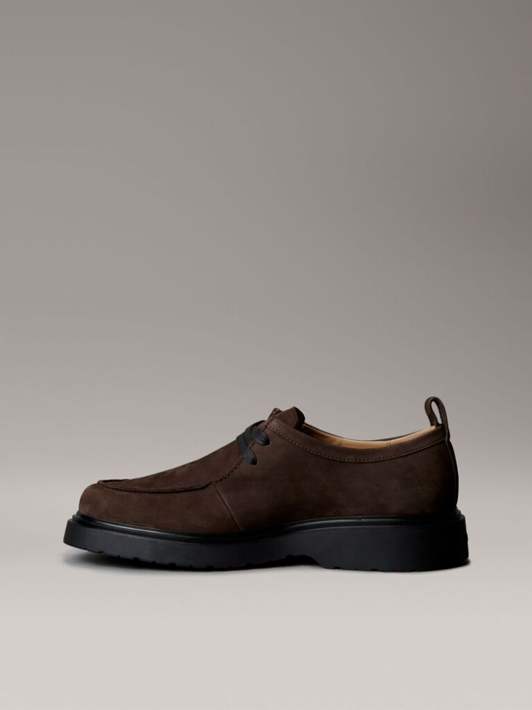 Brown Nubuck Leather Lug Sole Derby Shoes  Men