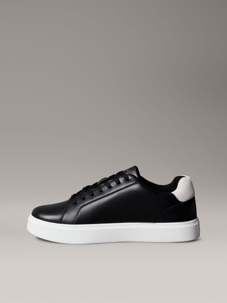 Black Leather Signature Logo Trainers  Men