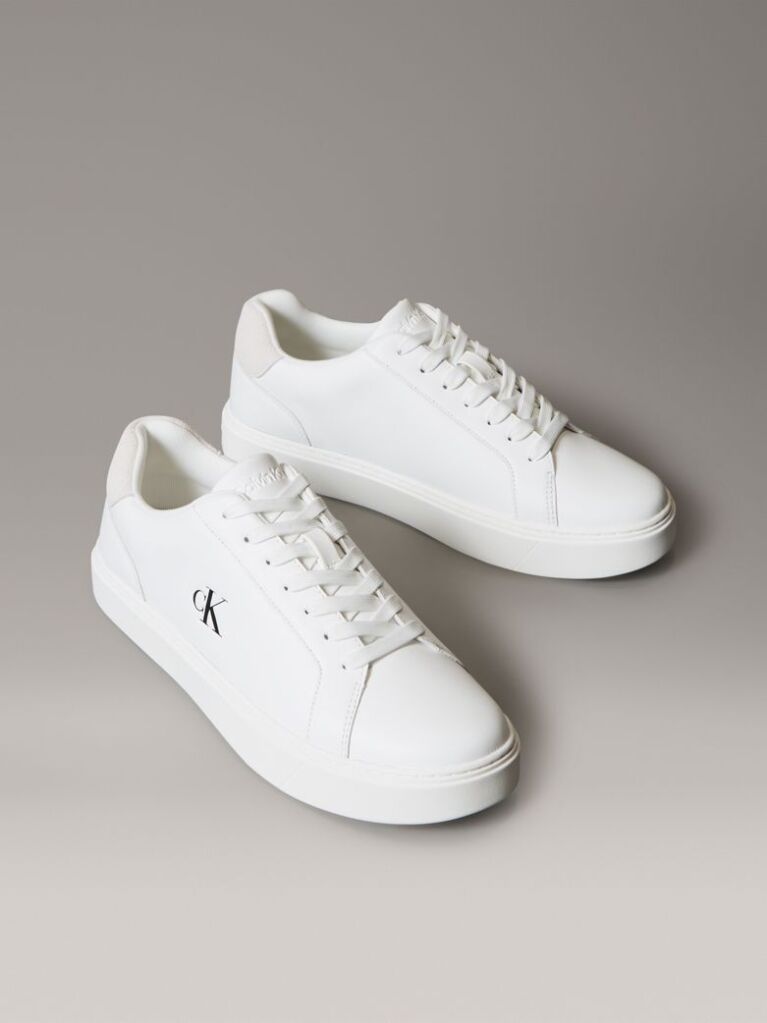 White Leather Signature Logo Trainers  Men