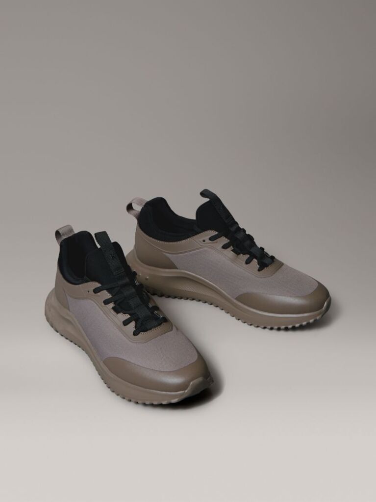 Multi Lace-Up Trainers With Mixed Textures  Men