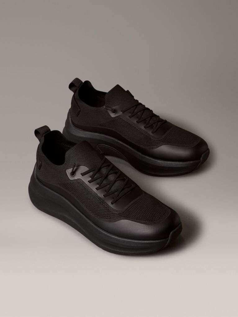 Black Mesh Chunky Runner Sock Trainers  Men