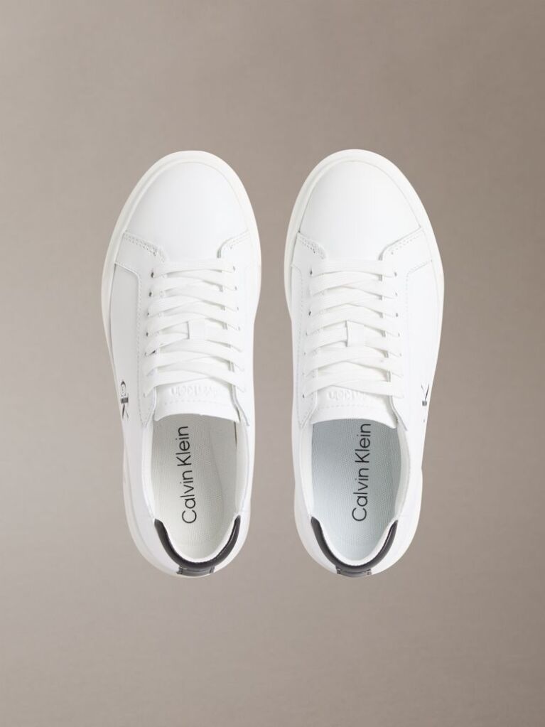 White Leather Signature Logo Trainers  Men