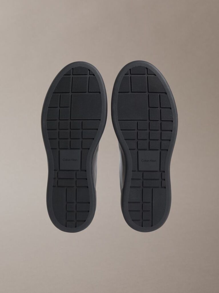 Black Leather Signature Logo Trainers  Men