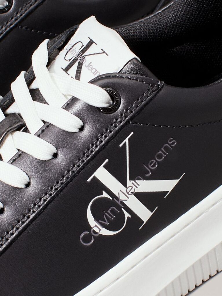Black Leather Trainers  Women