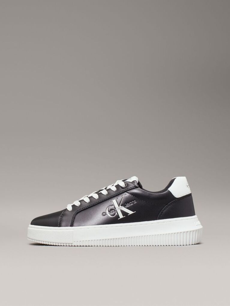 Black Leather Trainers  Women