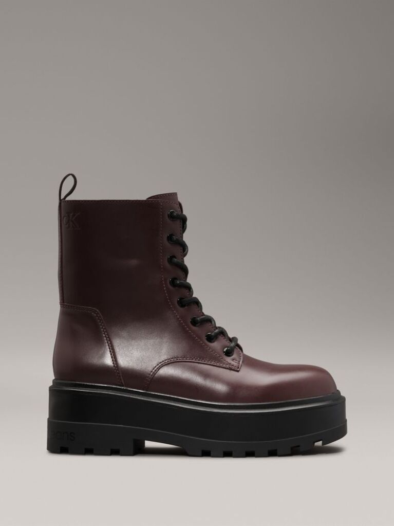 Brown Leather Platform Boots  Women