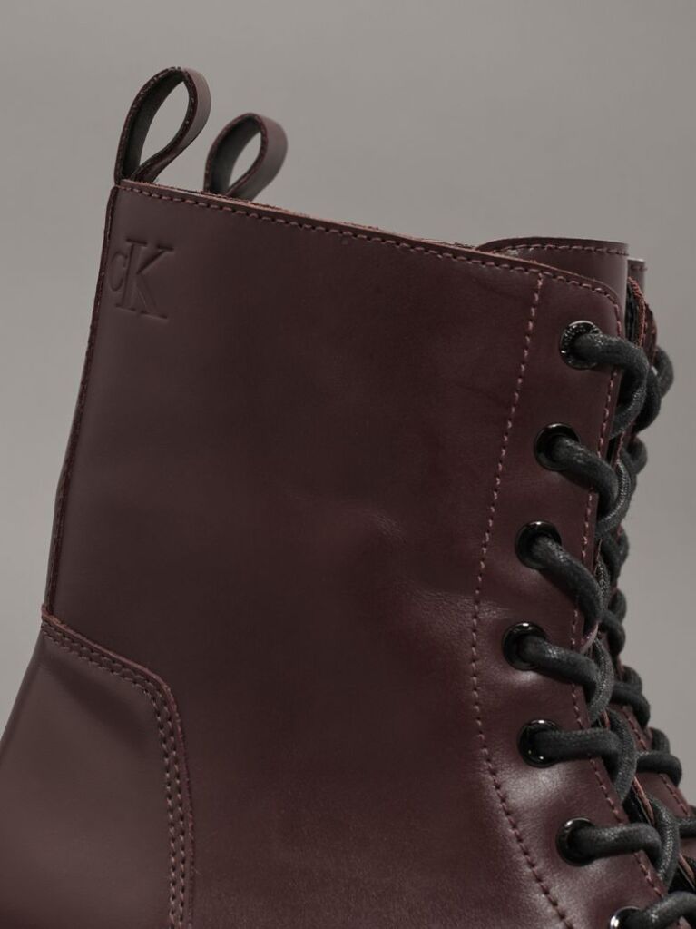 Brown Leather Platform Boots  Women