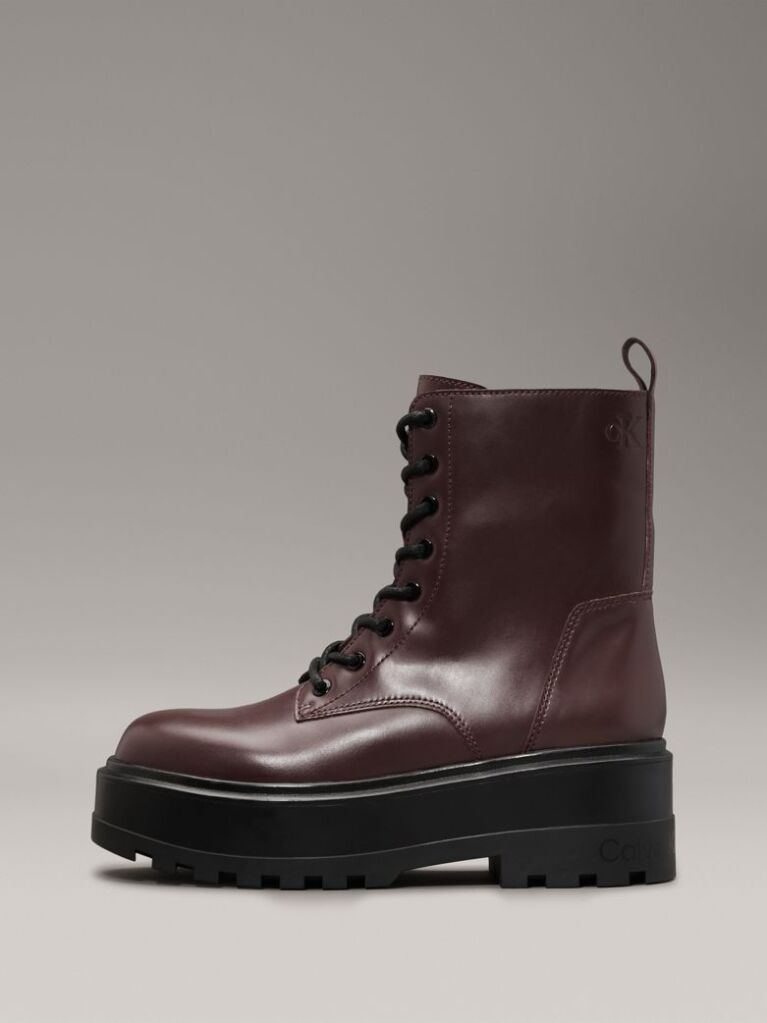 Brown Leather Platform Boots  Women