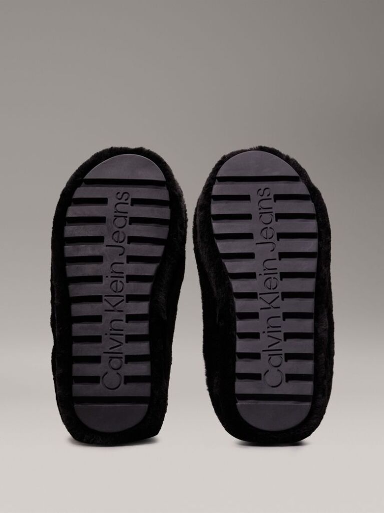 Black Faux Fur Slippers  Women
