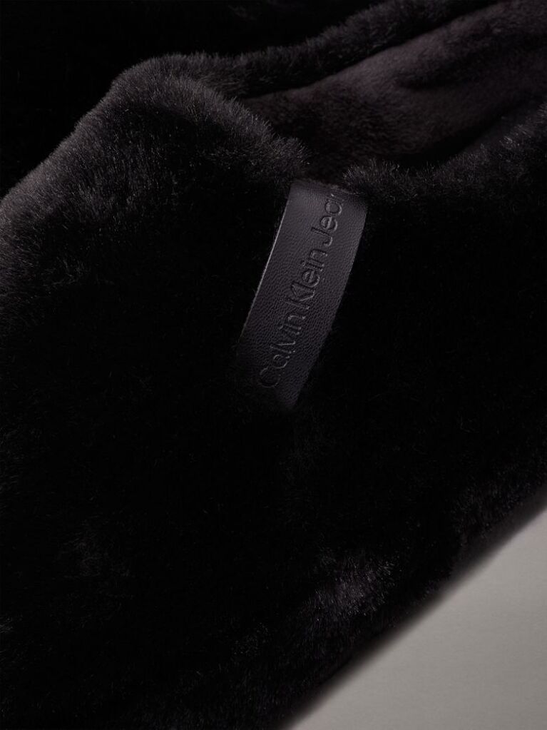 Black Faux Fur Slippers  Women