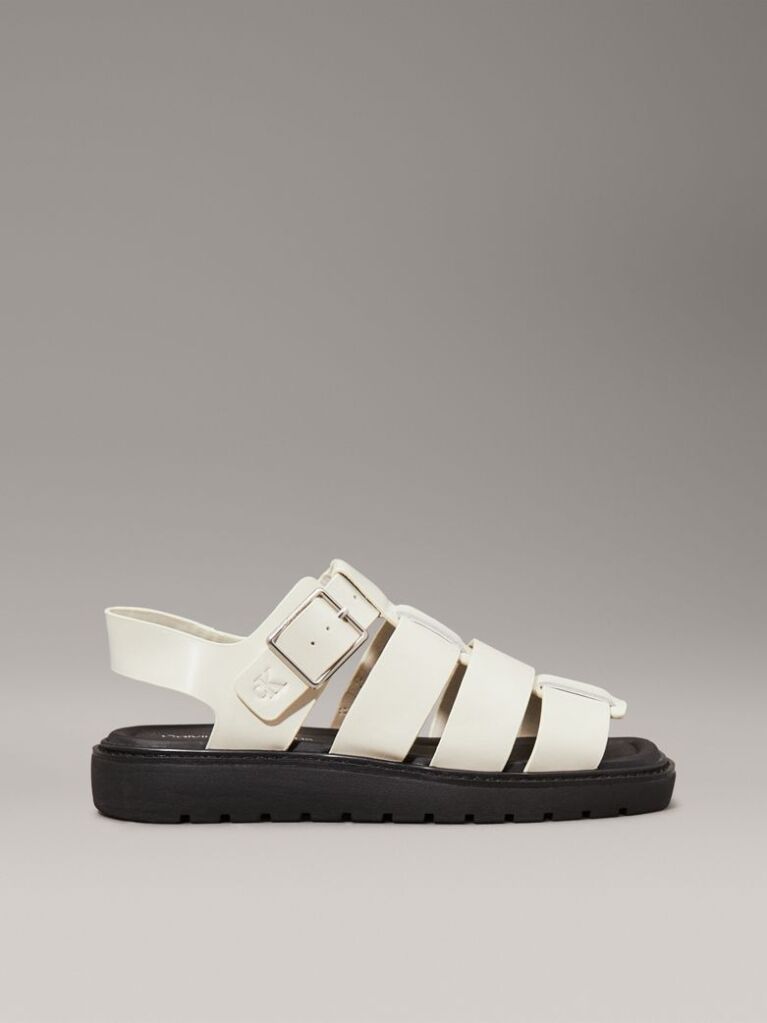 White Leather Fisherman Sandals  Women