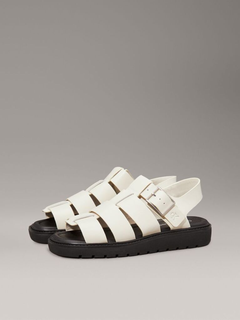 White Leather Fisherman Sandals  Women