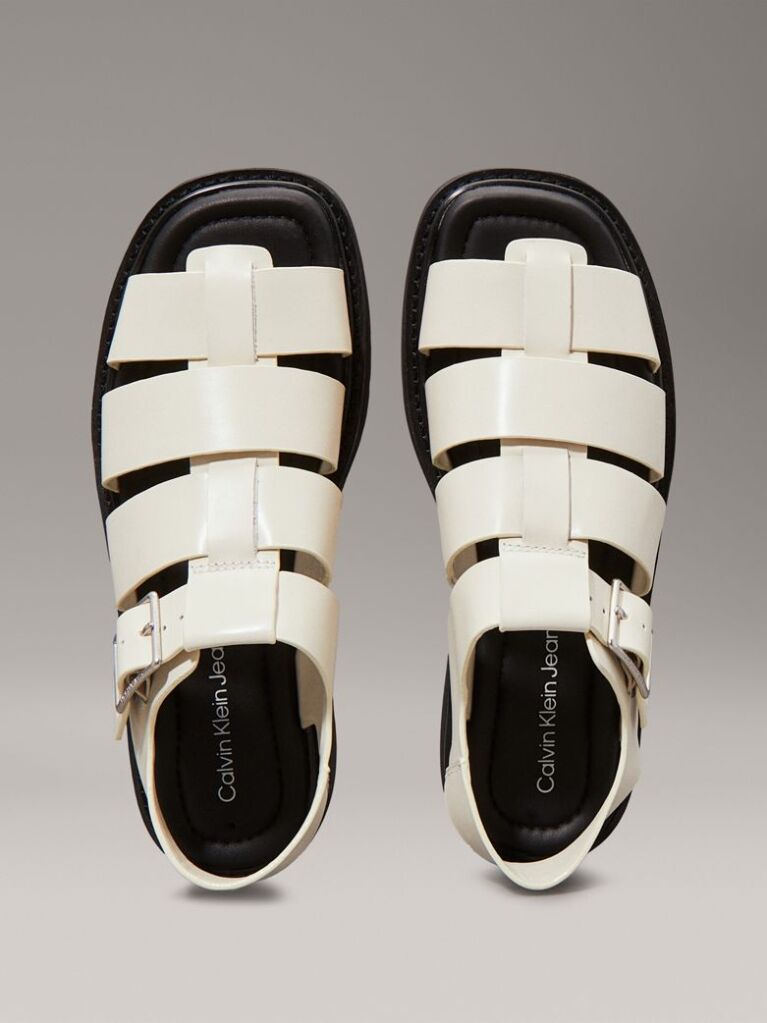 White Leather Fisherman Sandals  Women