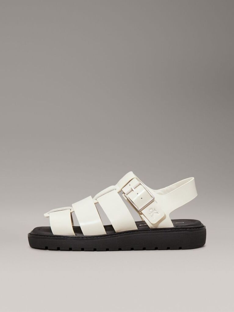 White Leather Fisherman Sandals  Women